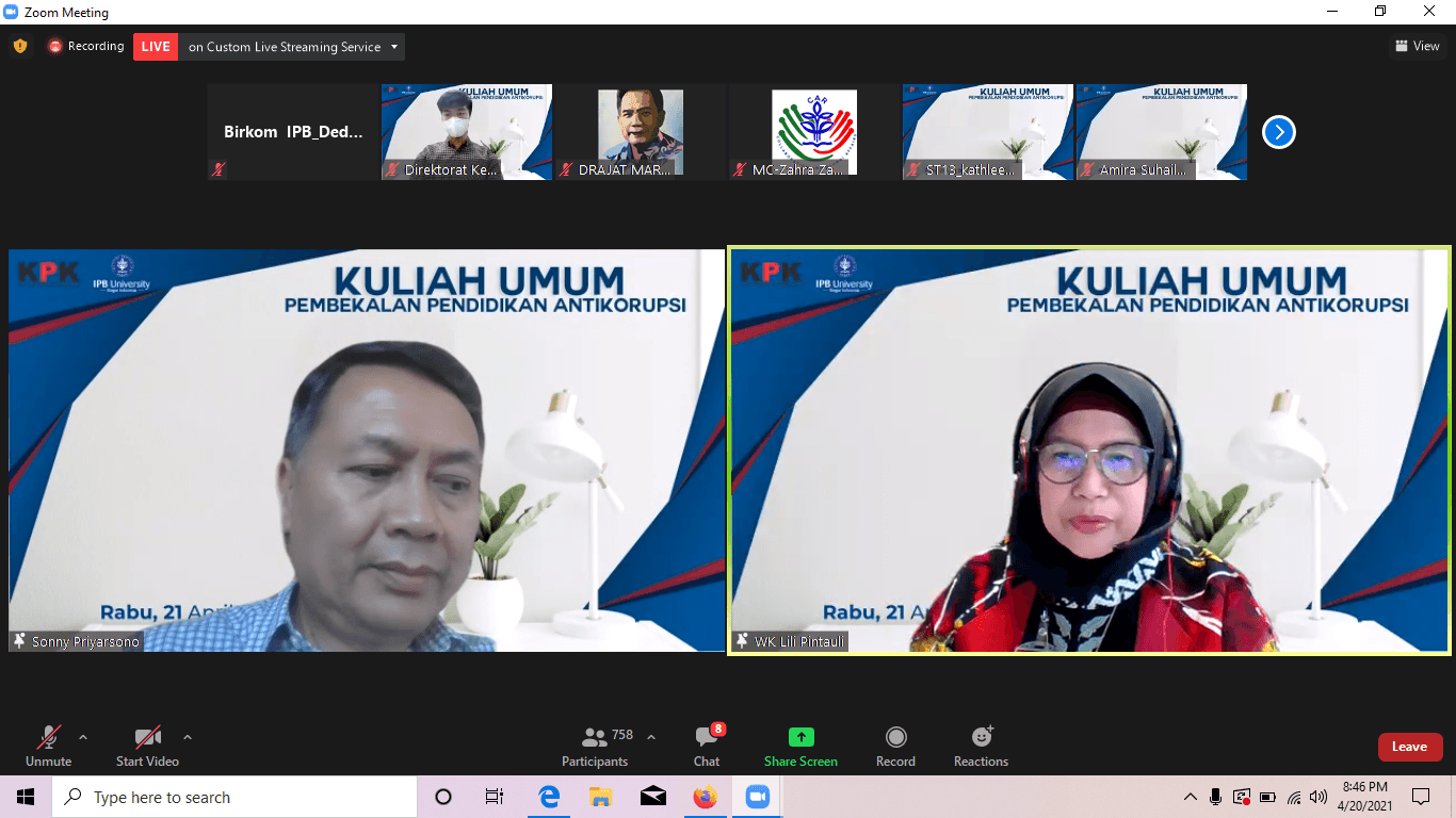 Bekali Mahasiswa Cegah Korupsi, IPB University Gandeng KPK