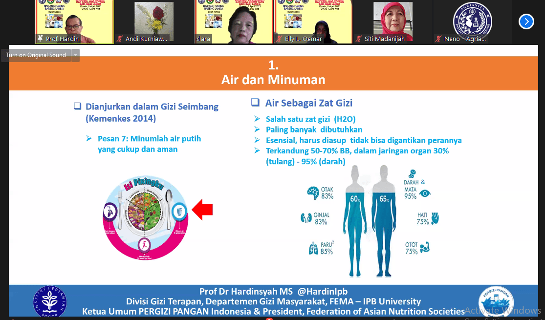 Jelang Ramadhan, Prof Hardinsyah Berikan Tips Menjaga Keseimbangan Air dalam Tubuh