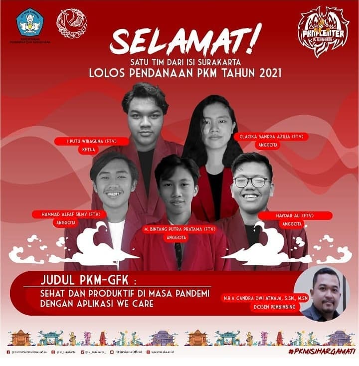 TIM PKM "GFK" MAHASISWA PRODI FILM DAN TELEVISI ISI SURAKARTA LOLOS HIBAH PKM NASIONAL TAHUN 2021