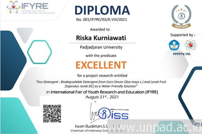 Kembangkan Detergen Ramah Lingkungan, Mahasiswa FMIPA Unpad Raih Penghargaan Internasional