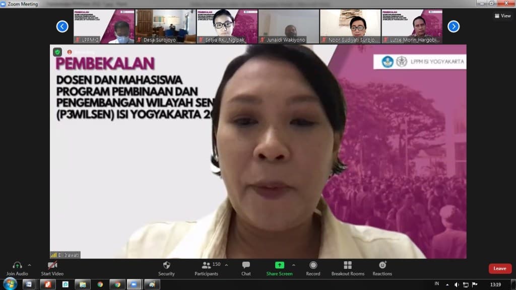 Pembekalan Program Pembinaan Dan Pengembangan Wilayah Seni (P3Wilsen) LPPM Yogyakarta 2021