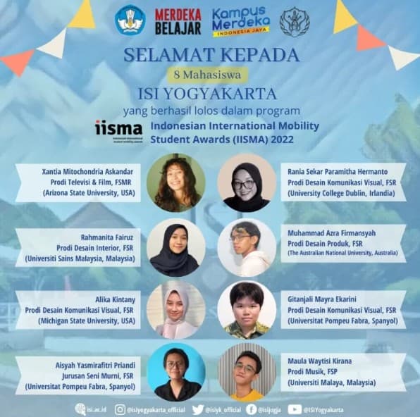 Delapan Mahasiswa ISI Yogyakarta Lolos IISMA 2022