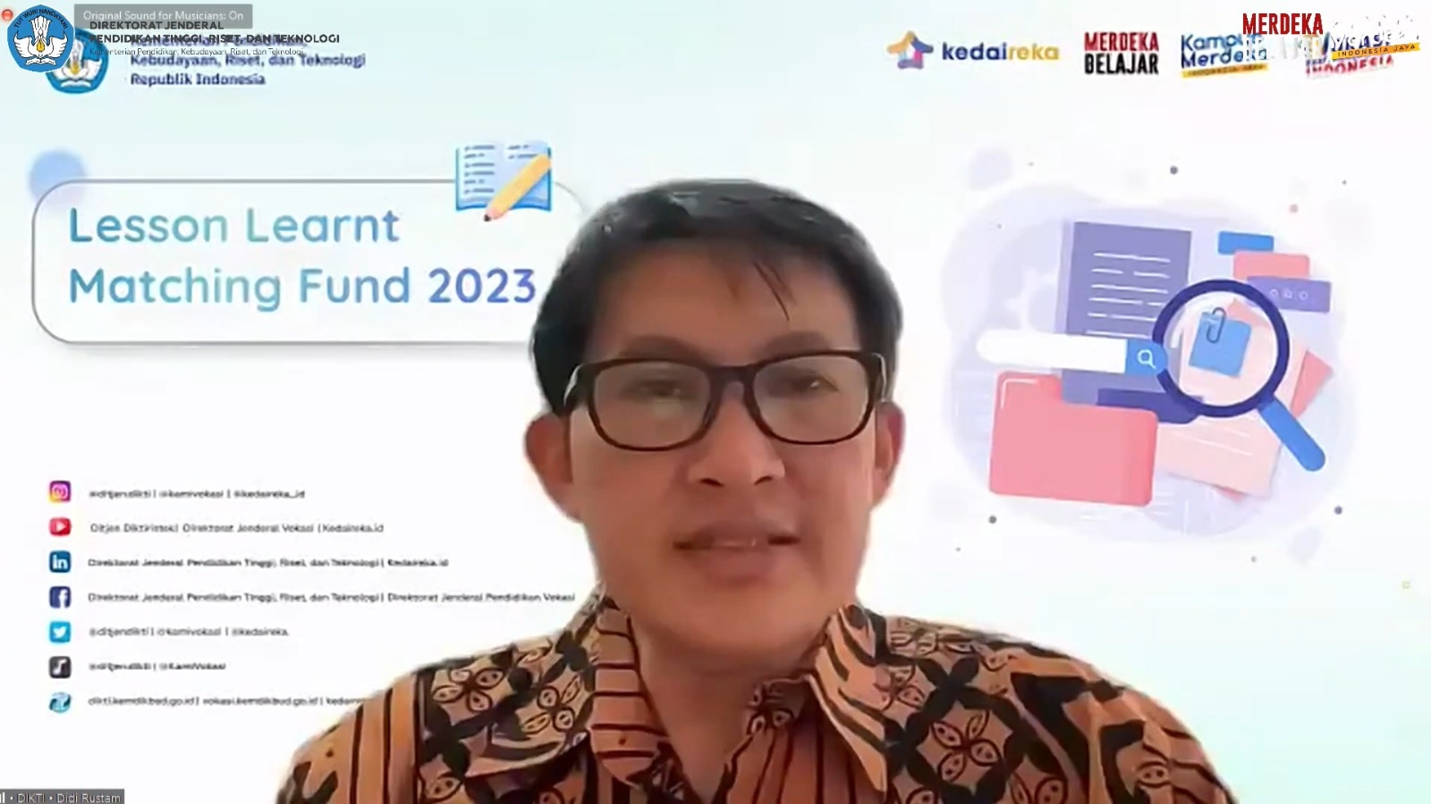 Ditjen Diktiristek Berbagi Kiat Sukses Mengikuti Program Matching Fund - Kedaireka 2023