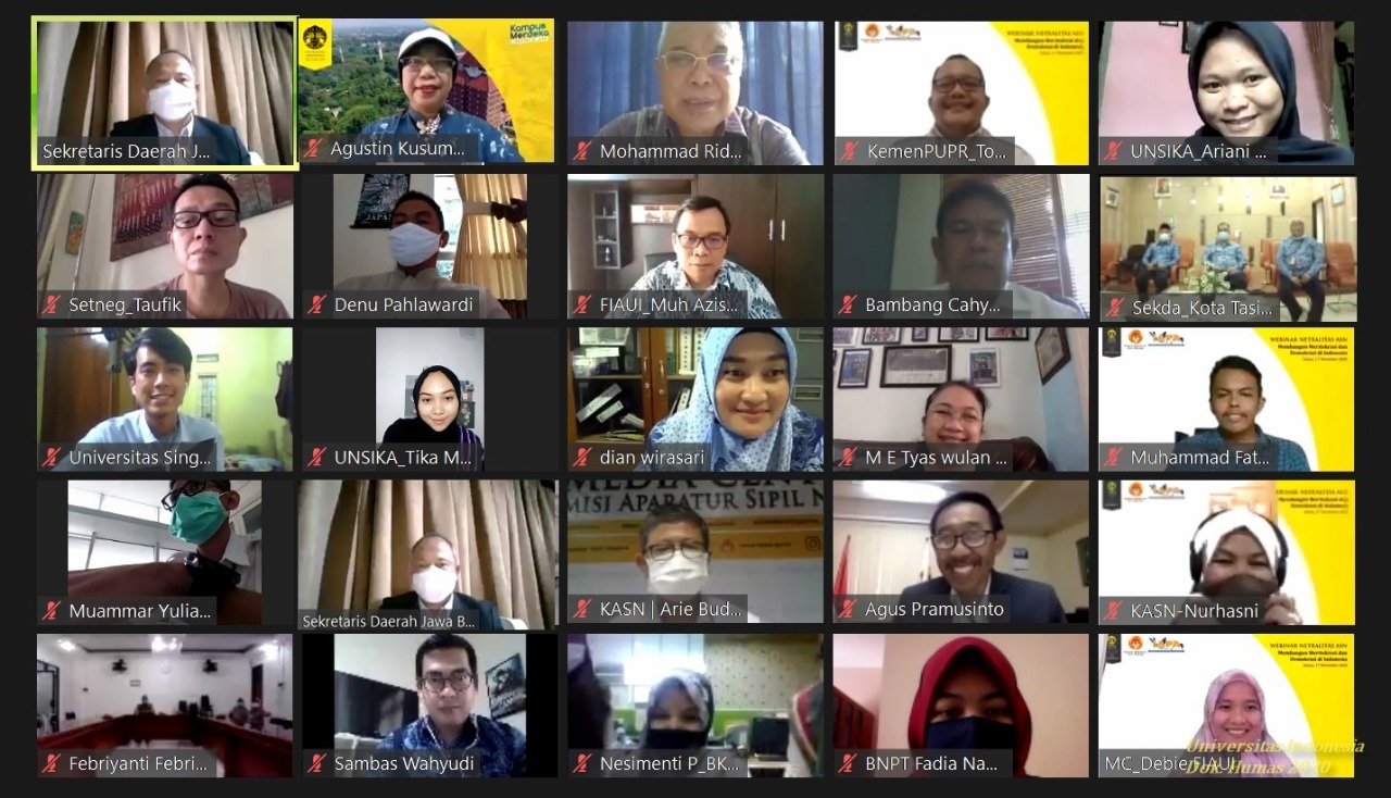 FIA UI Gelar Seminar Netralitas ASN pada Pilkada Serentak 2020