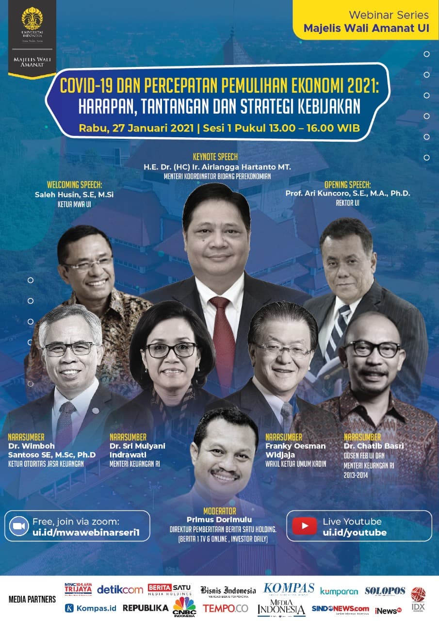 Majelis Wali Amanat UI akan Selenggarakan Webinar Bahas Percepatan Pemulihan Ekonomi 2021