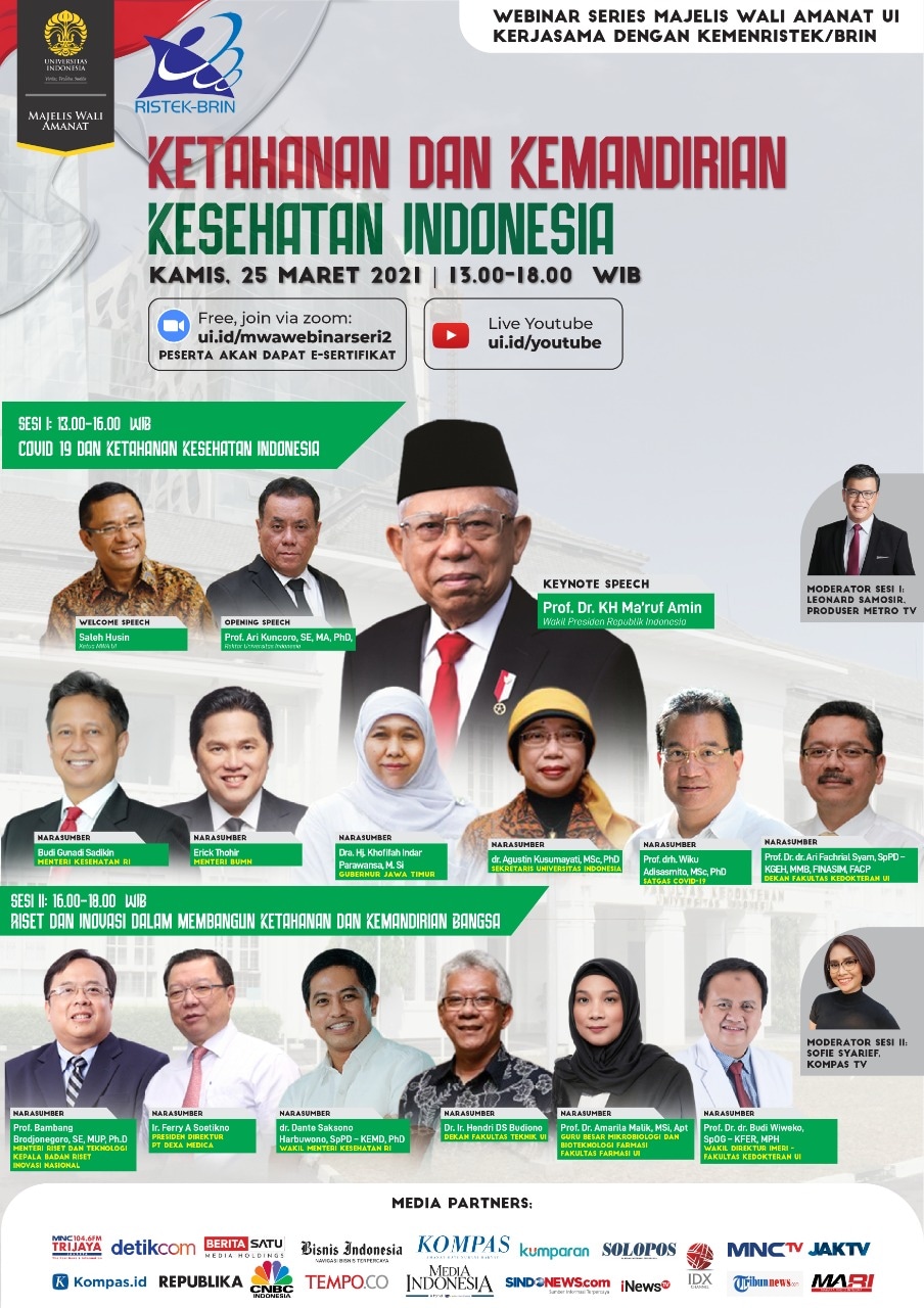 Webinar Series MWA UI dan Kementerian Riset dan Teknologi Bahas Ketahanan dan Kemandirian Kesehatan di Indonesia