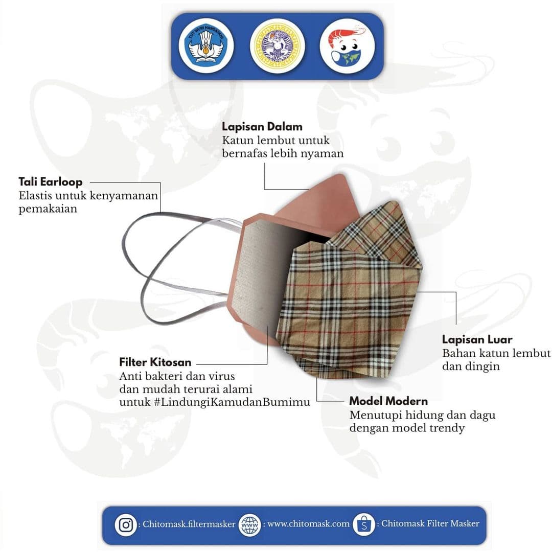 Mahasiswa UNAIR Ciptakan Masker Antibakteri dan Antivirus dari Limbah Udang