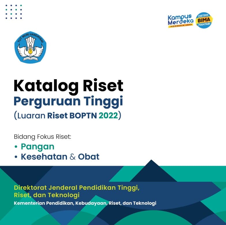 Katalog Riset Perguruan Tinggi (Luaran Riset BOPTN 2022) Bidang Pangan, Kesehatan, dan Obat