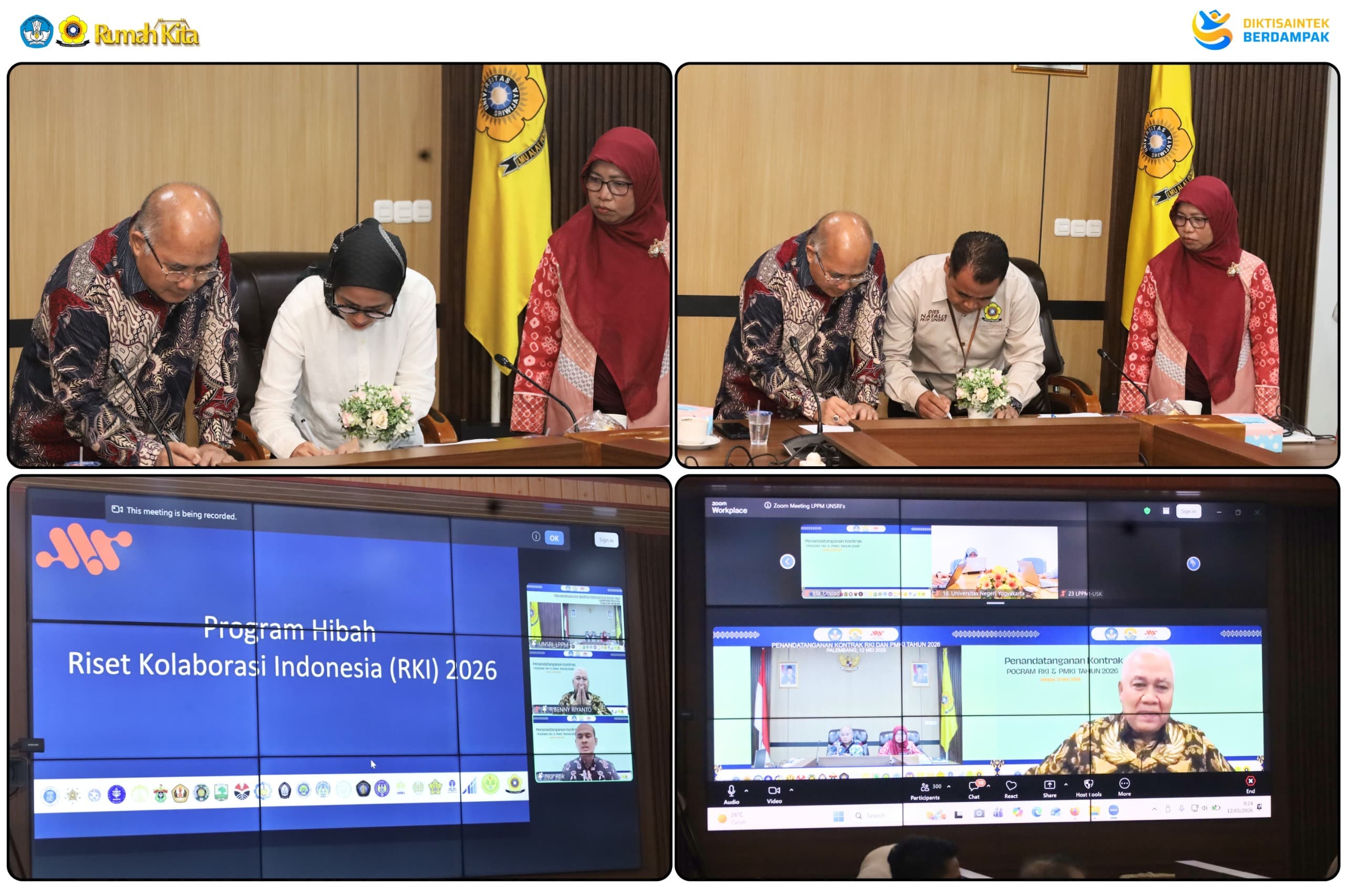 LPPM UNSRI Tandatangani Kontrak RKI–PMKI 2026, Perkuat Kolaborasi Riset dan Pengabdian Antar PTN BH